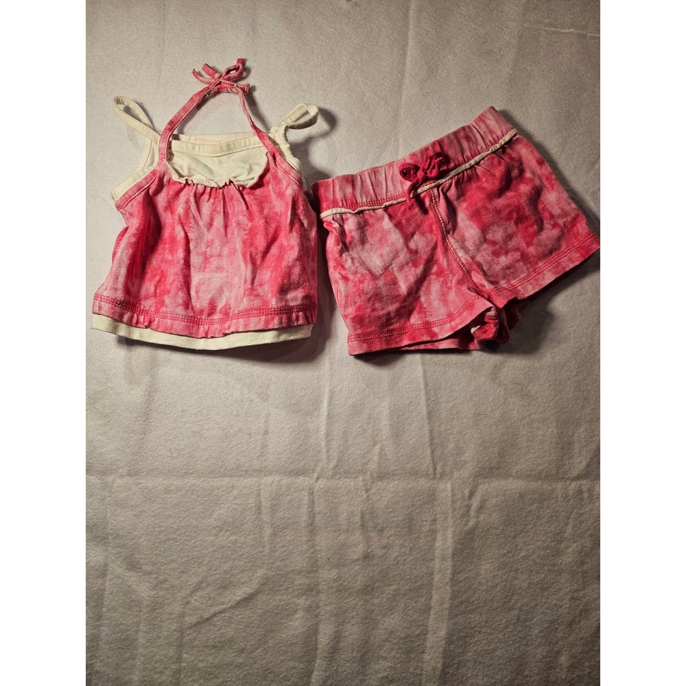 Baby Q Pink Tie Dye 2 Piece Camisole and Shorts Set 12M